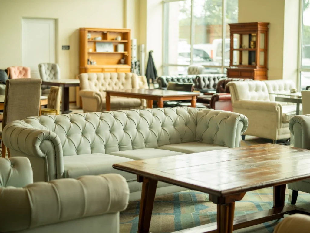 Luxurious living room materials including wood samples and velvet fabrics for high-end furniture design.