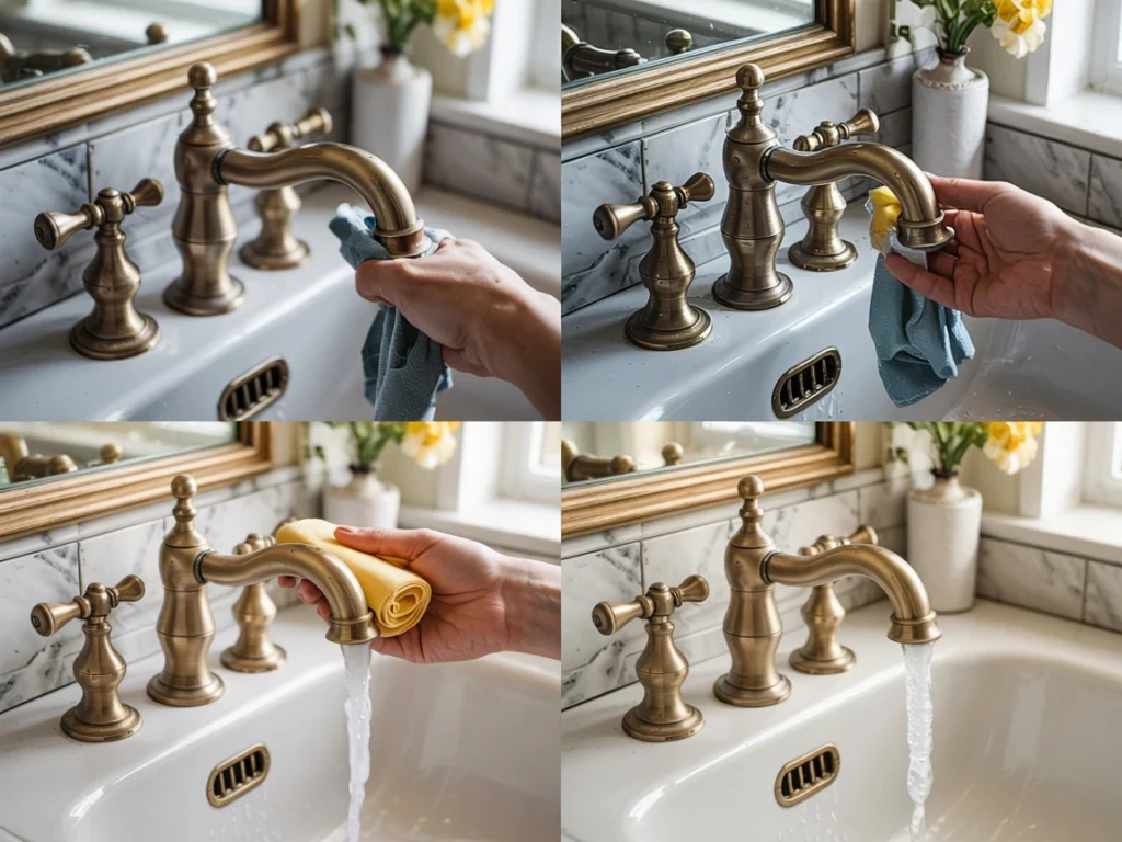 cleaning brass faucet, brass bathroom faucet care