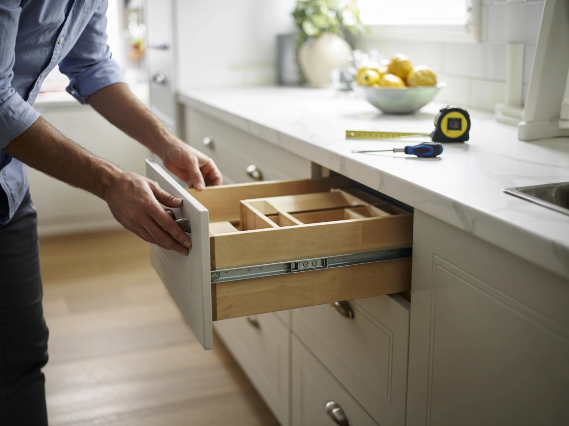 easy kitchen cabinet drawer replacement beginner DIY scene