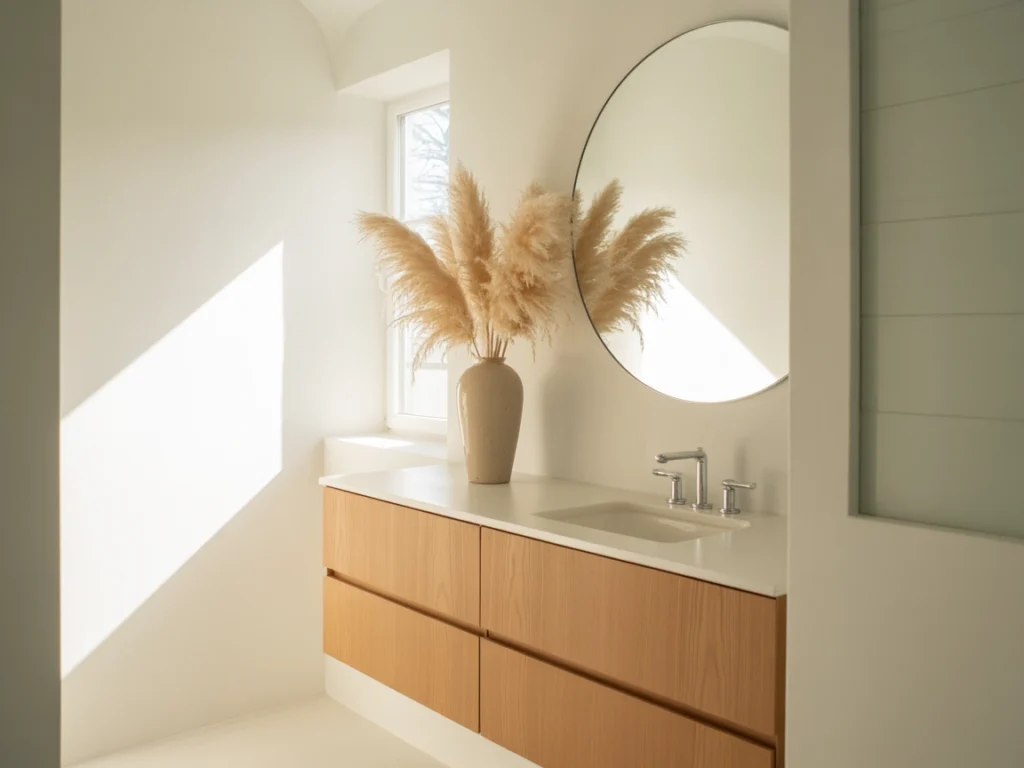 white powder room airy small bathroom
