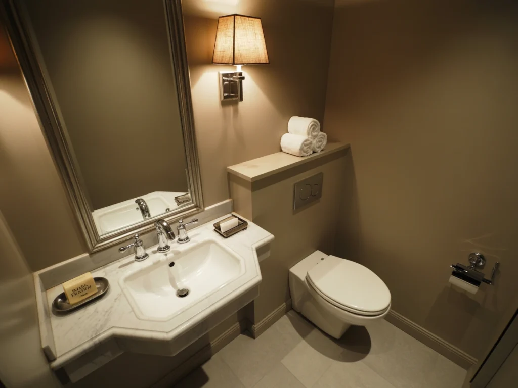 corner sink powder room layout idea
