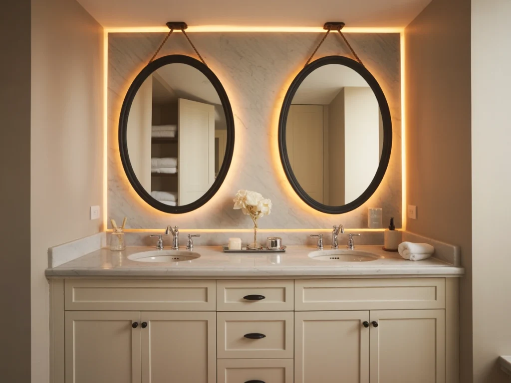 double vanity oval mirrors, bathroom mirror oval