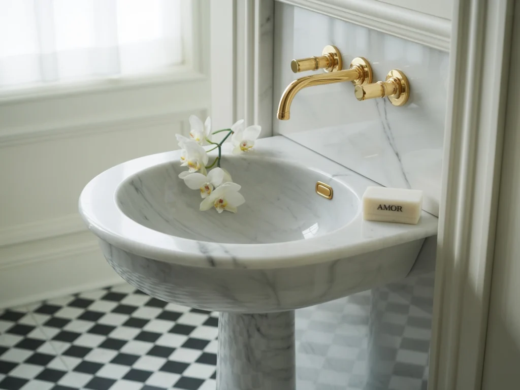 powder room statement sink marble basin