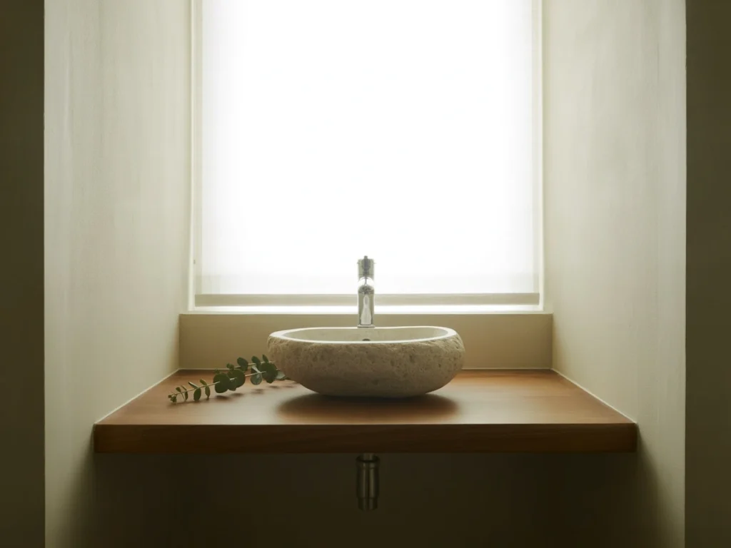 powder room greenery small space decor