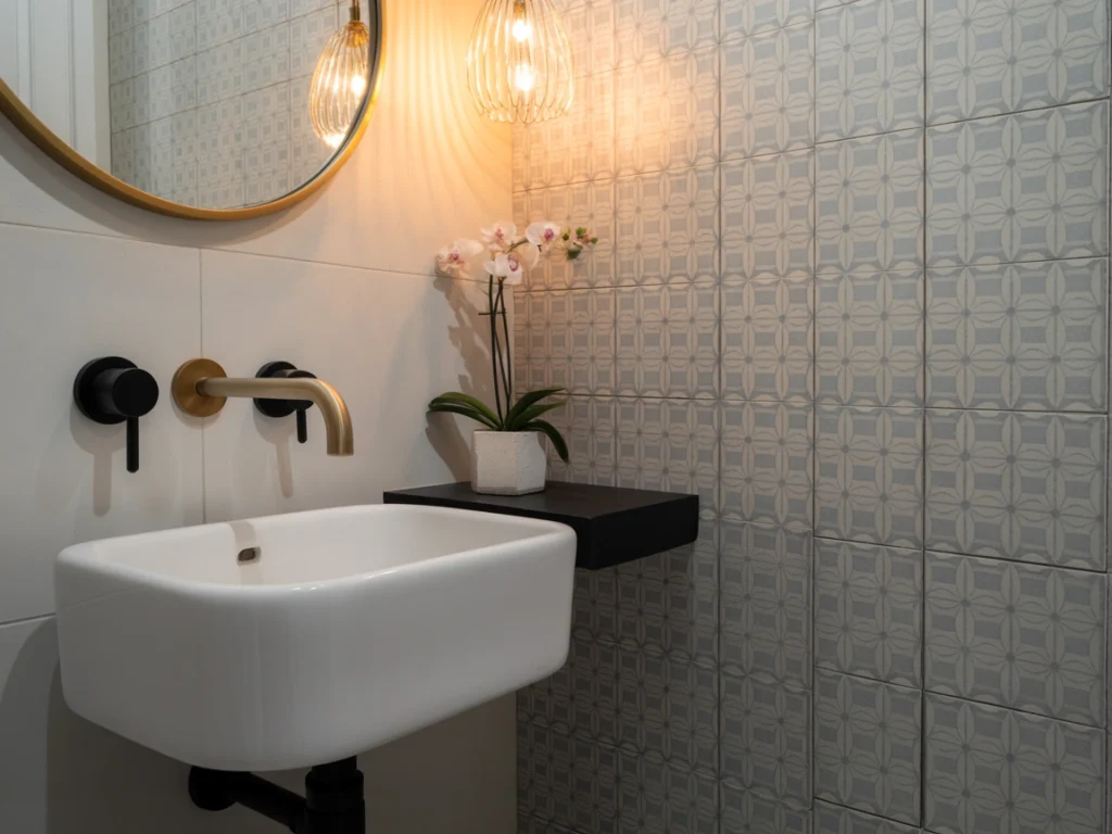 wall-mounted sink powder room small space