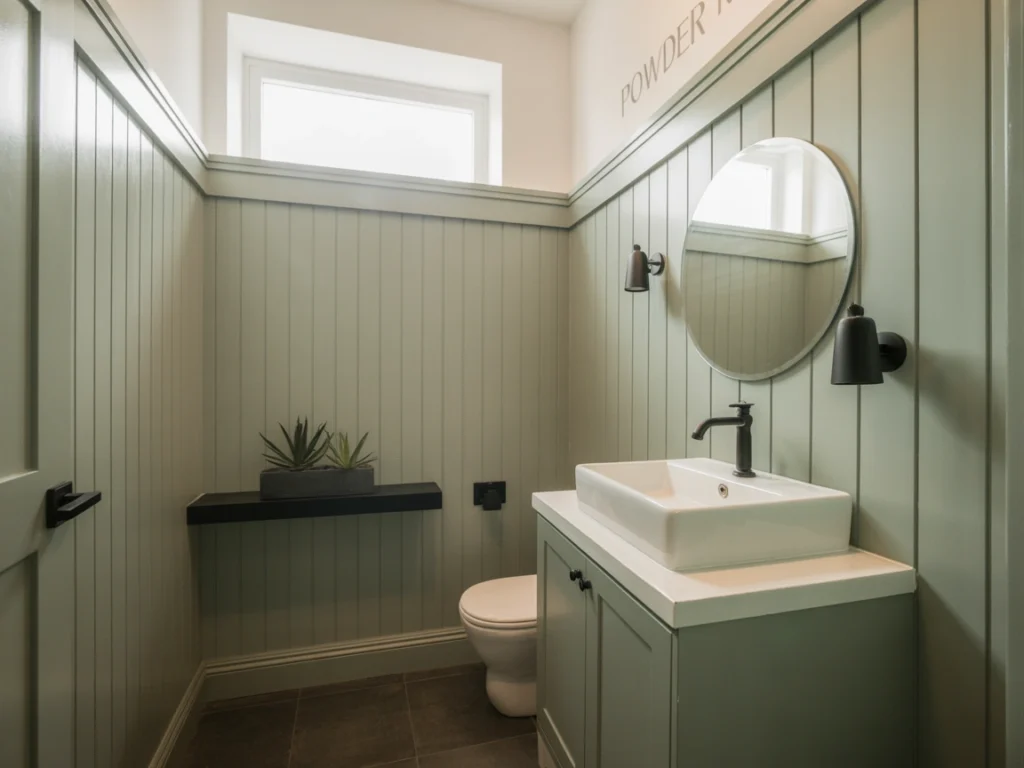 board and batten small bathroom modern design