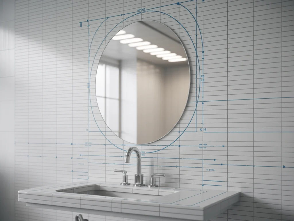 mirror height bathroom, oval mirror placement