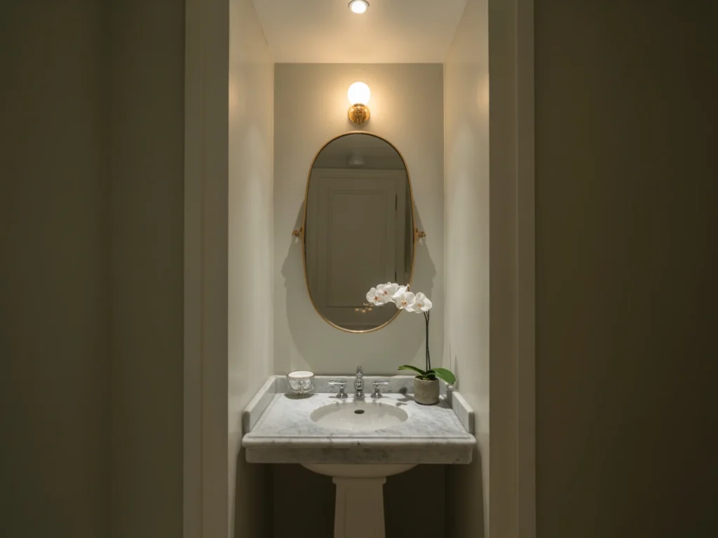 oval mirror powder room, small oval mirror