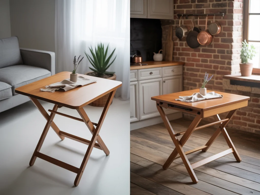 foldable wooden table in modern and rustic styles