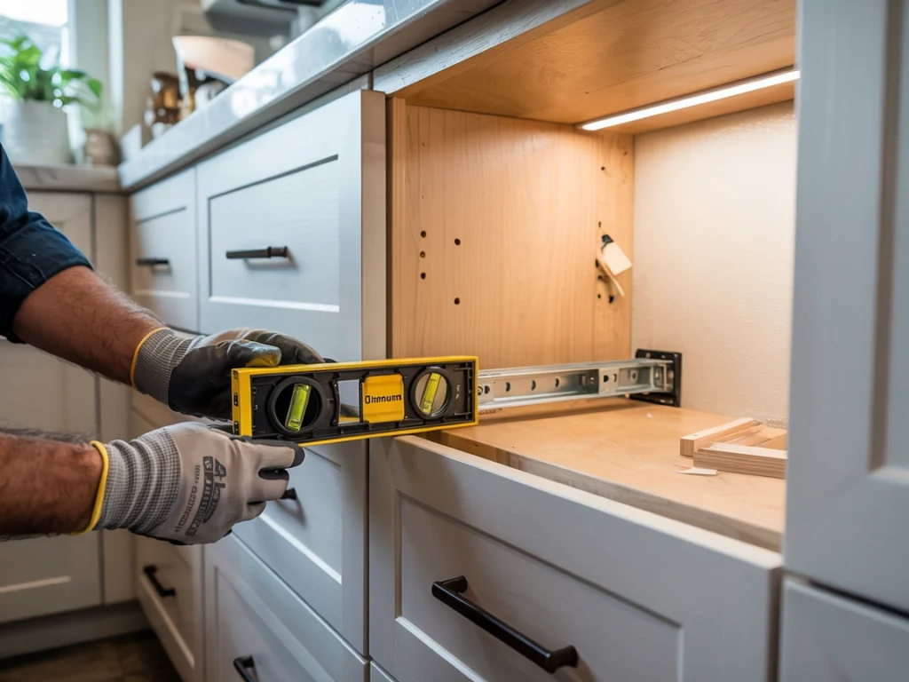 installing undermount slides drawer kitchen cabinet