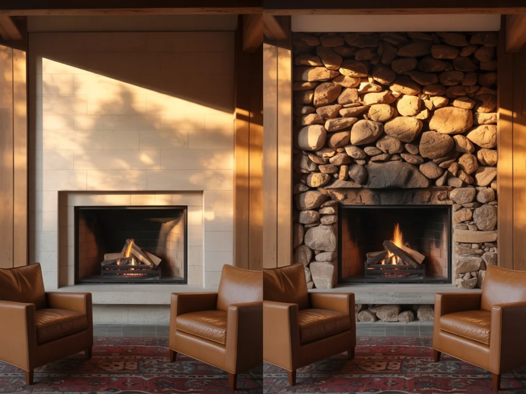 rustic stone fireplace and rugged rock fireplace design ideas