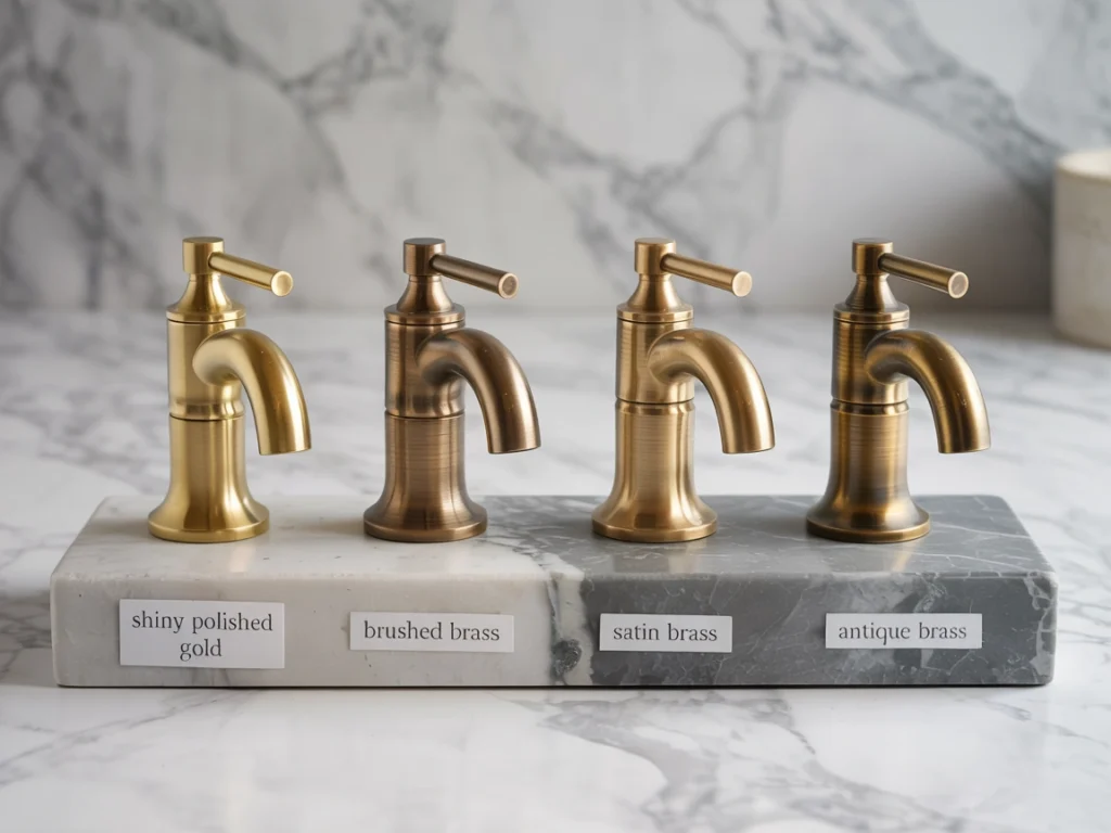 brushed brass faucet, polished brass bathroom faucet