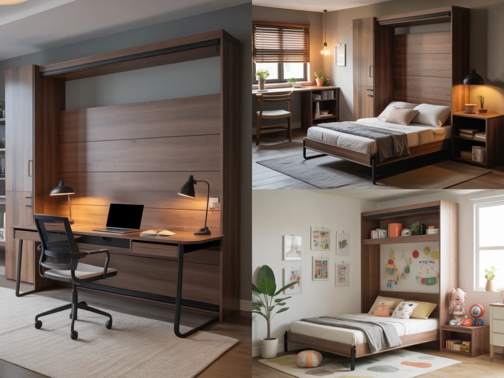 DIY Murphy bed in home office, studio, and kid’s room for smart everyday use.