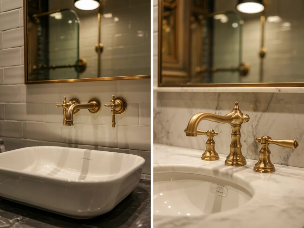wall-mounted brass faucet, deck-mounted brass sink faucet