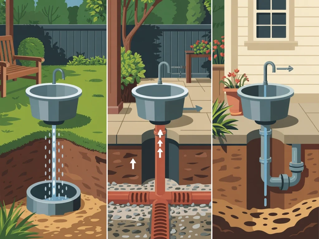 outdoor sink drainage, drain for outdoor kitchen sink